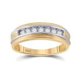 10kt Two-tone Gold Mens Round Diamond Single Row Band Ring 1/4 Cttw
