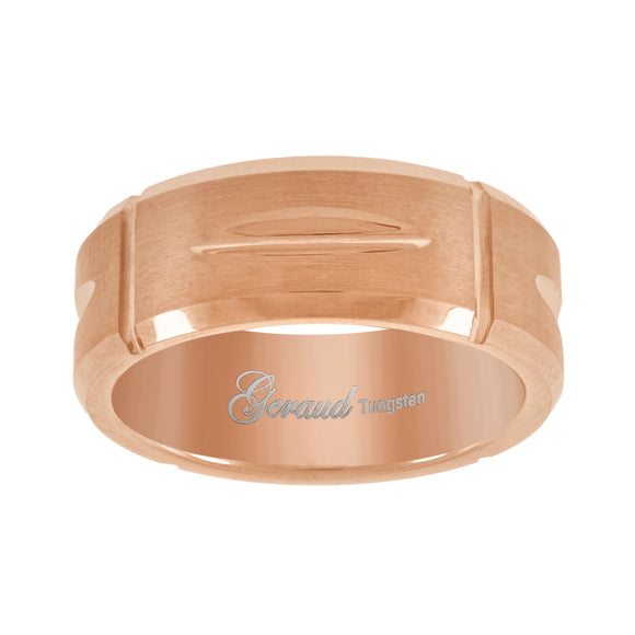 Tungsten Diamond-cut Mens Comfort-fit 8mm Size-7 Wedding Anniversary Band
