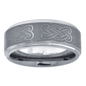 Tungsten Center Brushed Celtic Design Mens Comfort-fit 8mm Size-7.5 Wedding Band