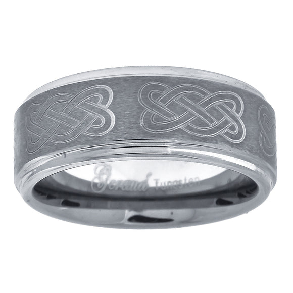 Tungsten Center Brushed Celtic Design Mens Comfort-fit 8mm Size-7.5 Wedding Band