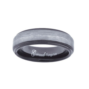 Tungsten Black & White Brushed Center Mens Comfort-fit 4mm Size-7 Wedding Band