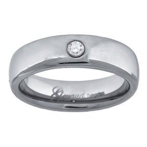 Tungsten CZ Polished Dome Mens Comfort-fit 8mm Size-7 Wedding Anniversary Band