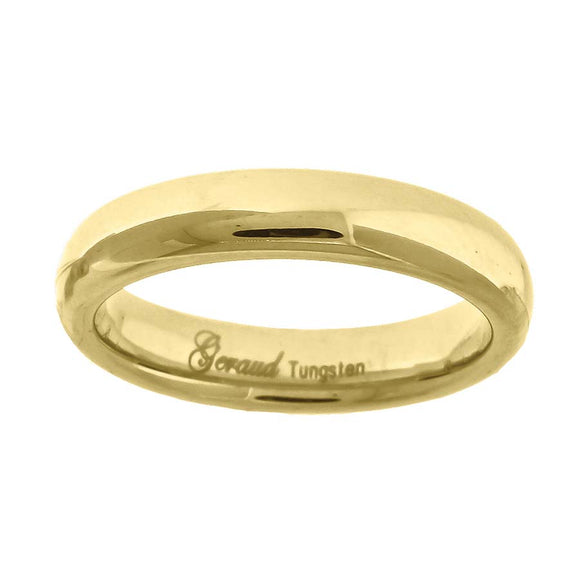 Tungsten Polished Gold-tone Dome Mens Comfort-fit 4mm Size-7 Wedding Band