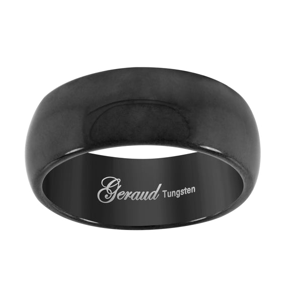 Tungsten Black Polished Comfort-fit 8mm Size-7 Wedding Band