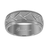 Tungsten Dome Grooved Mens Comfort-fit 8mm Size-9 Wedding Band