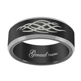 Tungsten Black Center Celtic Design Comfort-fit 8mm Size-10.5 Wedding Band