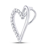 10kt White Gold Womens Round Diamond Heart Pendant 1/10 Cttw