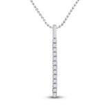 14kt White Gold Womens Round Diamond Bar Pendant 1/10 Cttw