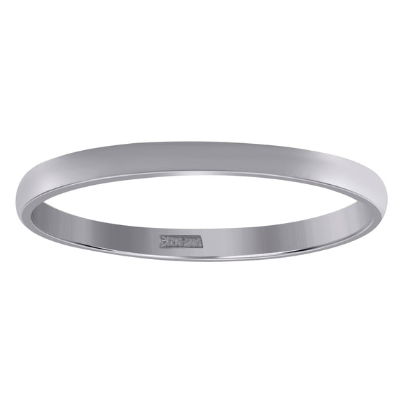 10Kt White Gold Unisex 2mm Regular-Fit Wedding Band Ring Size 5