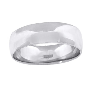 10Kt White Gold Unisex 7mm Regular-Fit Wedding Band Ring Size 6