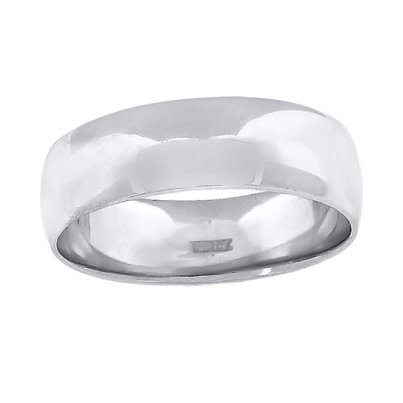 10Kt White Gold Unisex 7mm Regular-Fit Wedding Band Ring Size 6