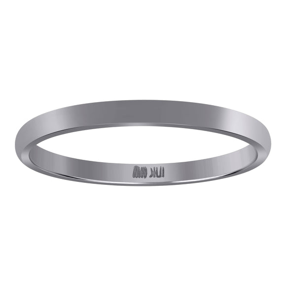 10Kt White Gold Unisex 2mm Comfort-Fit Wedding Band Ring Size 5