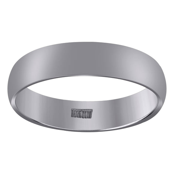 10Kt White Gold Unisex 5mm Comfort-Fit Wedding Band Ring Size 5