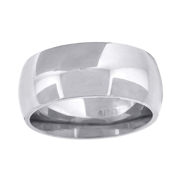 10Kt White Gold Unisex 8mm Comfort-Fit Wedding Band Ring Size 7