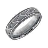 Tungsten Diagonal Cut Grooved Mens Comfort-fit 6mm Size-14 Wedding Band