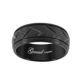 Tungsten Dome Black Grooved Mens Comfort-fit 8mm Size-13.5 Wedding Band