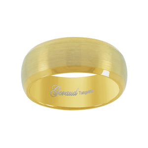 Tungsten Center Brushed Gold-tone Dome Mens Comfort-fit 8mm Size-8 Wedding Band