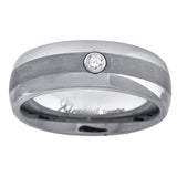 Tungsten CZ Center Brushed Dome Mens Comfort-fit 7mm Size-11.5 Wedding Anniversary Band