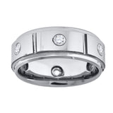 Tungsten Multi-Grooves CZ Inlay Mens Comfort-fit 8mm Size-12 Wedding Band