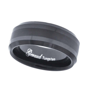 Tungsten Black Brushed Center Comfort-fit 8mm Size-7 Wedding Band