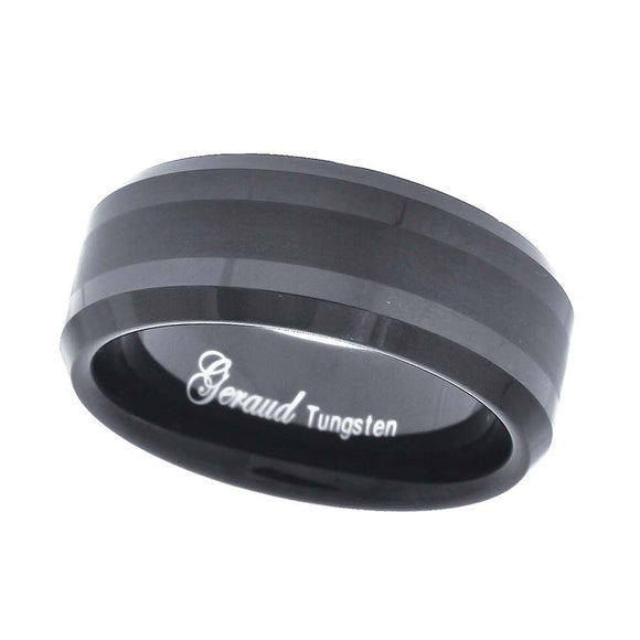 Tungsten Black Brushed Center Comfort-fit 8mm Size-7 Wedding Band