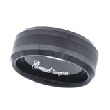 Tungsten Black Brushed Center Comfort-fit 8mm Size-9 Wedding Band