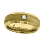 Tungsten Yellow Tone Mens Dome Brushed Cubic Zirconia Comfort-fit Engagement Band Size-14