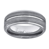 Tungsten Center Groove Brushed Step Edges Mens Comfort-fit 8mm Size-8.5 Wedding Anniversary Band
