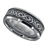 Tungsten Laser Itched Celtic Design Two-tone Mens Comfort-fit 8mm Size-11.5 Wedding Band