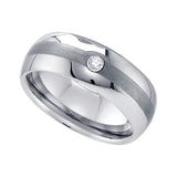 Tungsten Center Brushed Dome CZ Polished Mens Comfort-fit 8mm Size-11 Wedding Band
