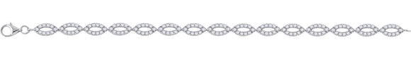 925 Sterling Silver Women Micropave Cubic Zirconia Link Bracelet