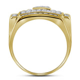 10kt Yellow Gold Mens Round Diamond Square Cluster Ring 1-3/4 Cttw