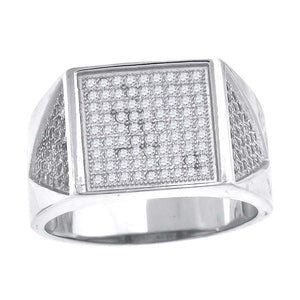 925 Sterling Silver Mens Cubic Zirconia Cluster Presidential Ring Size 8