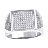 925 Sterling Silver Mens Cubic Zirconia Cluster Presidential Ring Size 8
