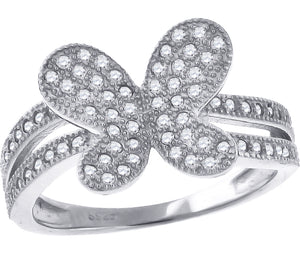 925 Sterling Silver Womens Cubic Zirconia Butterfly Fashion Ring Size 6