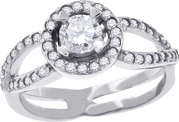 925 Sterling Silver Womens Cubic Zirconia Halo Engagement Ring Size 6