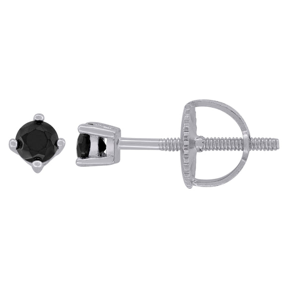 925 Sterling Silver Womens Black Cubic Zirconia Round Classic Studs Earrings