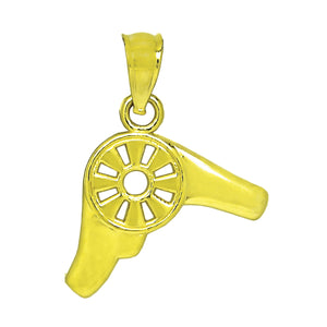 10kt Yellow Gold Unisex Hair Dryer Ht:15.3mm x W:15.9mm Tools Charm Pendant