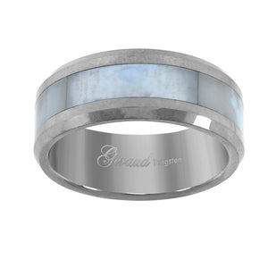 Tungsten Abalone Shell Inlay Comfort-fit 8mm Size-6 Wedding Band