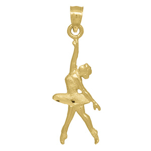 10kt Yellow Gold Textured Womens Ballerina Ht:30.5mm x W:10.7mm Sports Charm Pendant