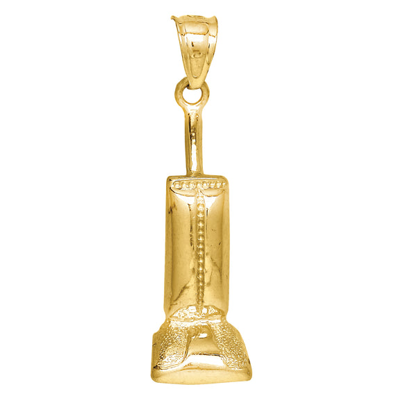 10kt Yellow Gold Textured Unisex Vacuum Cleaner Ht:29.2mm x W:7.7mm Tools Charm Pendant