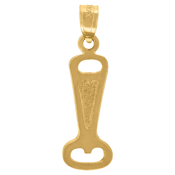 10kt Yellow Gold Textured Mens Bottle Opener Ht:25.1mm x W:7.5mm Tools Charm Pendant