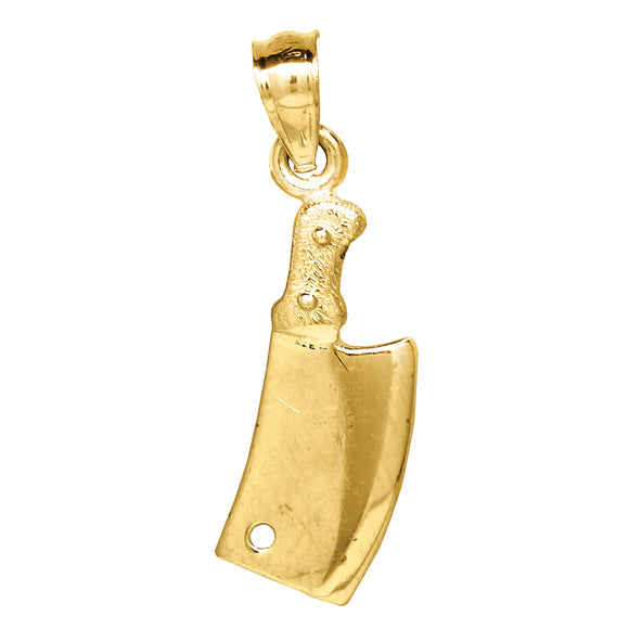 10kt Yellow Gold Unisex Butcher Knife Ht:24.3mm x W:7.4mm Tools Charm Pendant