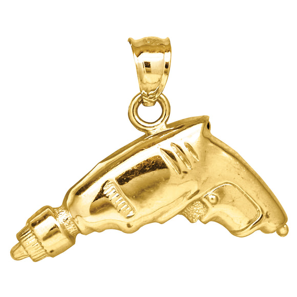 10kt Yellow Gold Unisex Glue Gun Ht:23.9mm x W:23mm Tools Charm Pendant