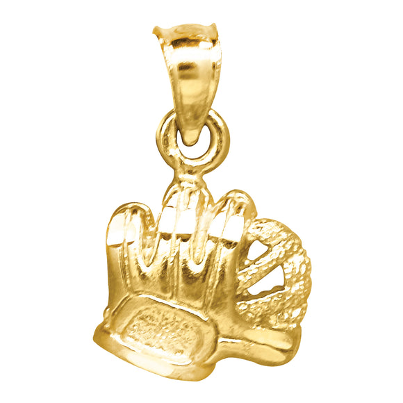 10kt Yellow Gold Unisex Baseball Glove Ball Ht:17.1mm x W:9.9mm Sports Charm Pendant