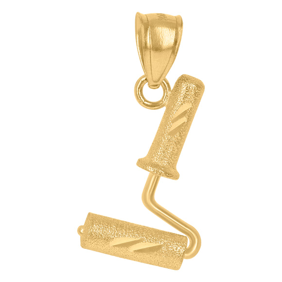 10kt Yellow Gold Womens Paint Roller Charm Pendant