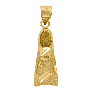 10kt Yellow Gold Unisex Textured Swim Fins Charm Pendant