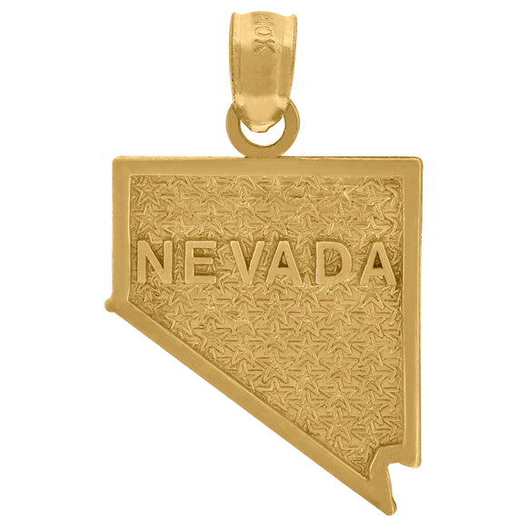 10kt Yellow Gold Textured Unisex Nevada State Charm Pendant