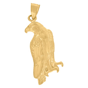 10kt Yellow Gold Diamond-cut Unisex Eagle Ht:34.4mm x W:13.2mm Animal Charm Pendant