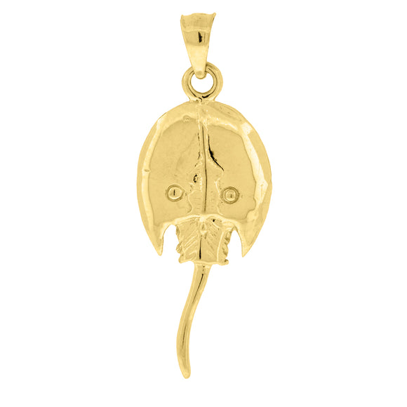 10kt Yellow Gold Diamond-cut Unisex Sting Ray Fish Ht:30.2mm x W:11.1mm Animal Charm Pendant